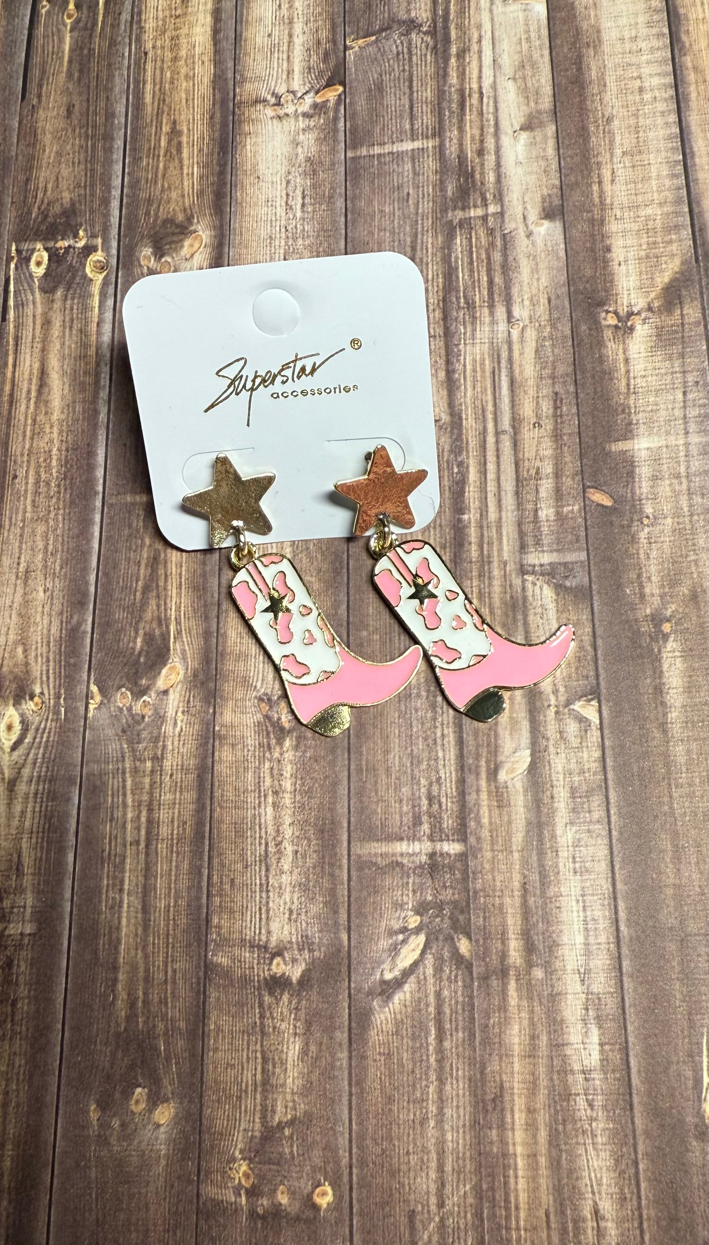 Western Boots and Star Earrings Set