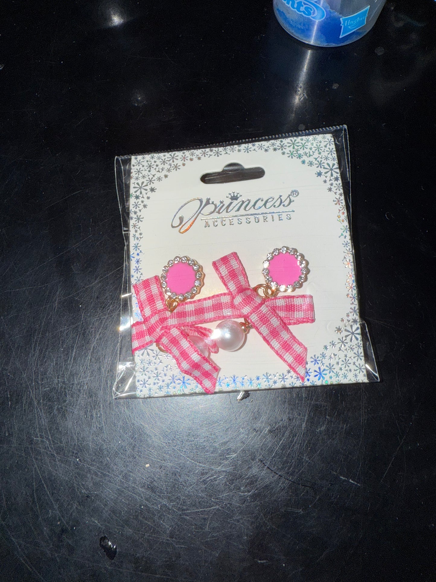 Satin Bow Dangle Earrings with Pearl