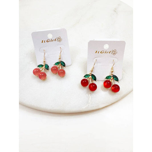 Lovely Cherry Tassel Dangle Drop Earrings