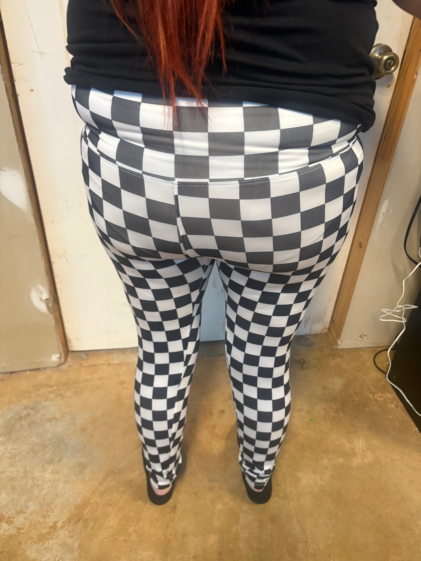 Checkered Pattern High Waist Skinny Leggings