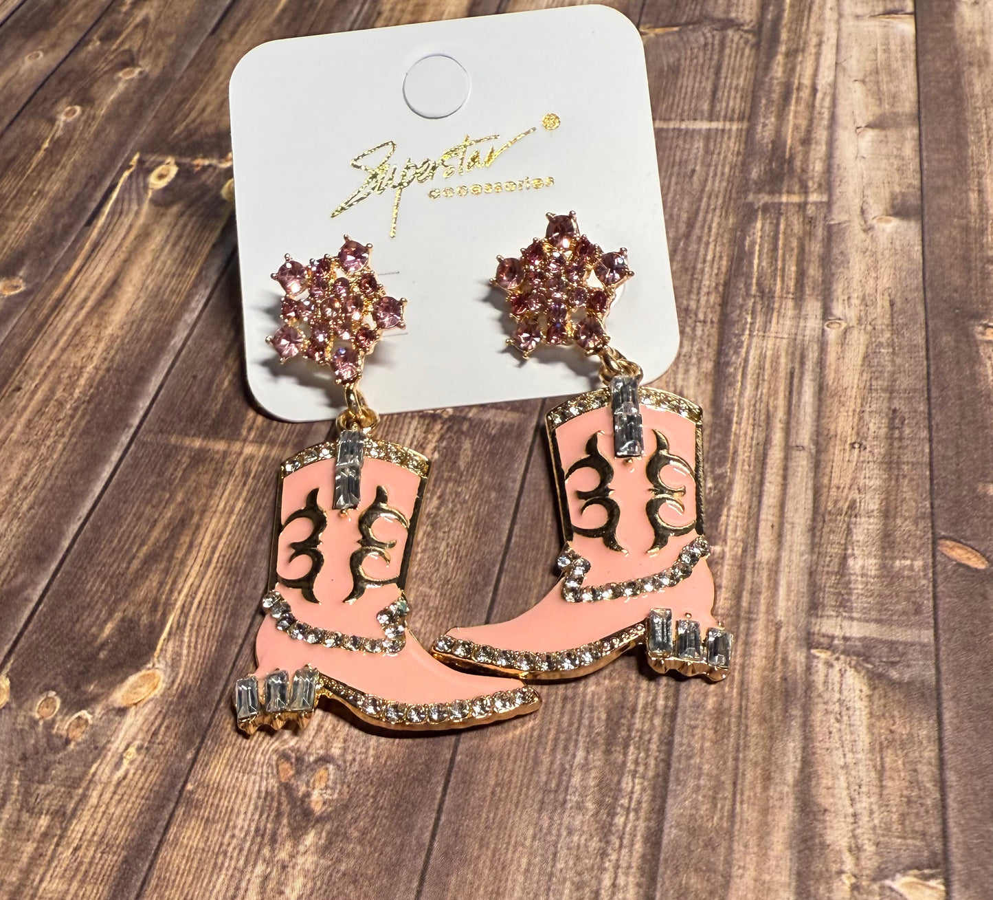 Western Cowgirl Boots Earrings Set