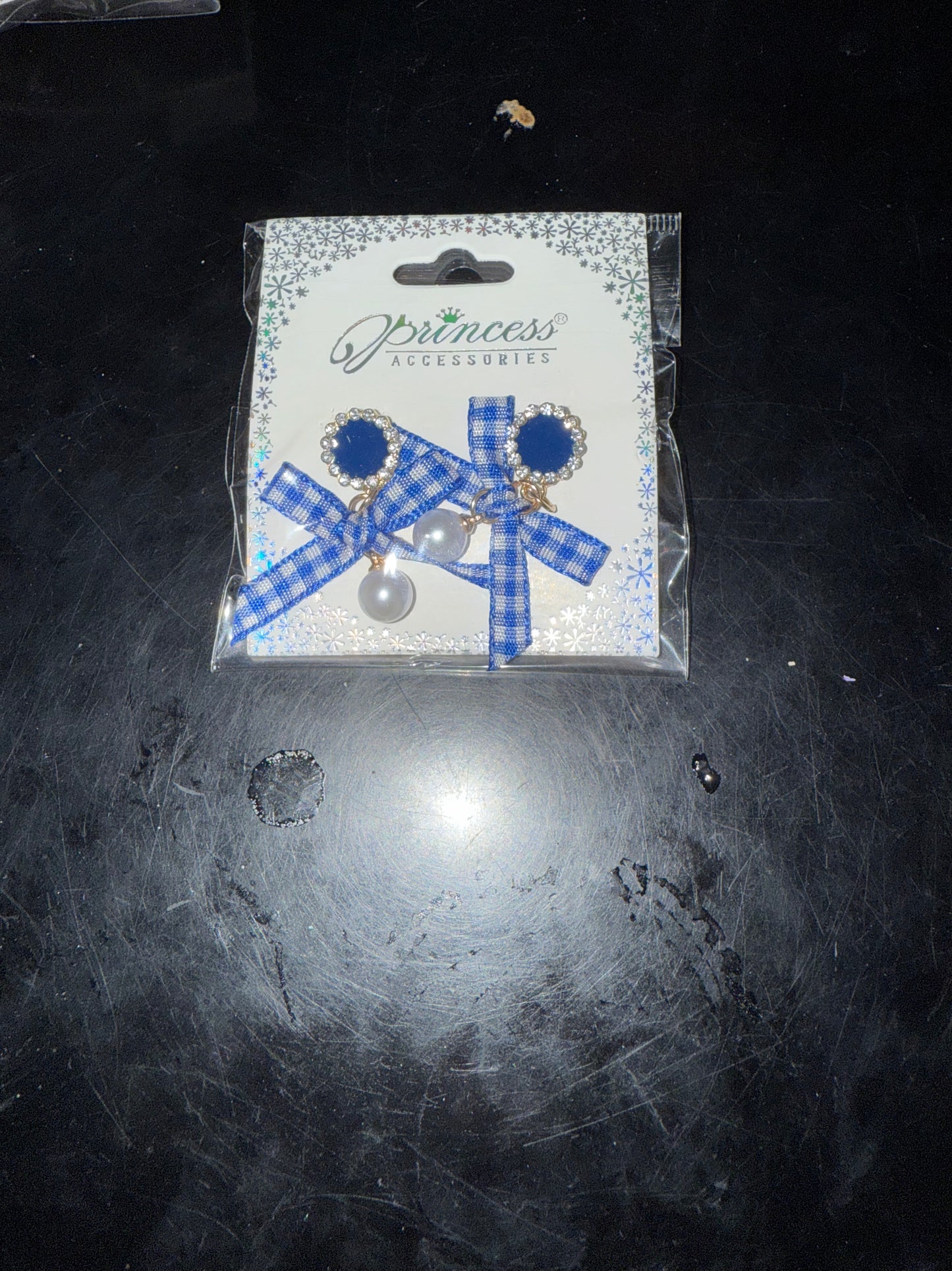 Satin Bow Dangle Earrings with Pearl